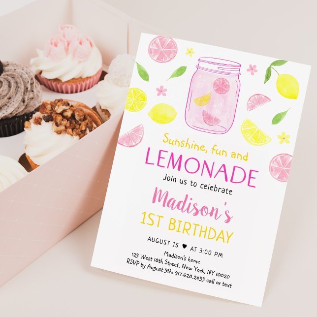 Invitación Cumpleaños del limón rosa Lemonade (Subido por el creador)