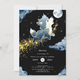 Invitación Cumpleaños del lobo de Cute Woodland