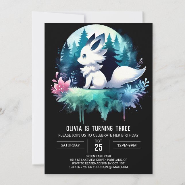 Invitación Cumpleaños del lobo de Forest Woodland (Anverso)