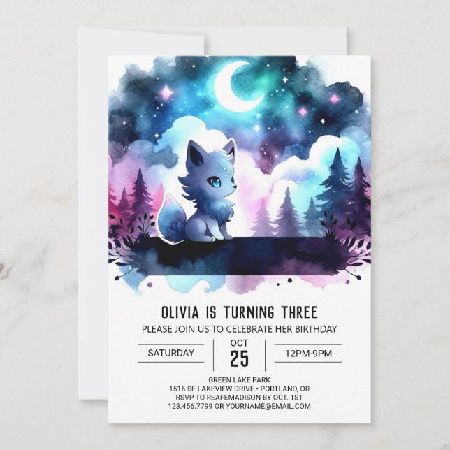 Invitación Cumpleaños del Lobo de la Fantasía Digital (Anverso)