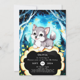 Invitación Cumpleaños del lobo de los niños simples