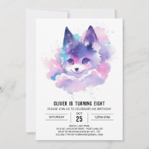 Invitación Cumpleaños del lobo de Woodland Celestial