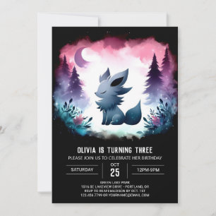 Invitación Cumpleaños del lobo del bosque infantil