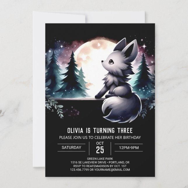 Invitación Cumpleaños del Lobo Digital Imprimible (Anverso)