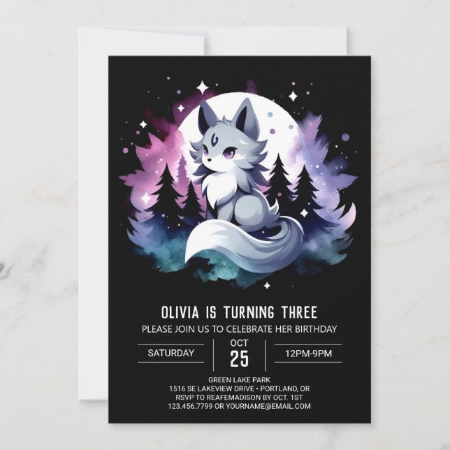 Invitación Cumpleaños del Lobo Digital personalizado (Anverso)
