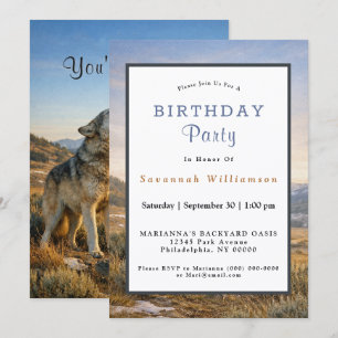 Invitación Cumpleaños del Lobo Gris Aullador de la Vida Salva