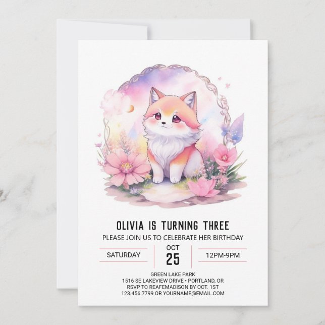 Invitación Cumpleaños del Lobo Lobo Lobo Rosado (Anverso)