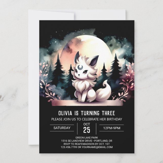 Invitación Cumpleaños del lobo mágico impreso (Anverso)