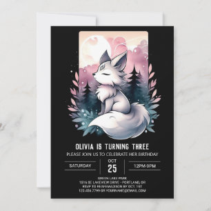 Invitación Cumpleaños del lobo Minimalista mágico