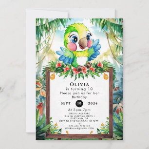 Invitación Cumpleaños del Loro Forestal Colorido