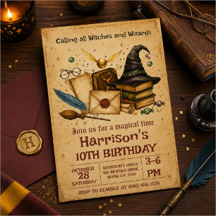 Invitación Cumpleaños del Mago Vintage