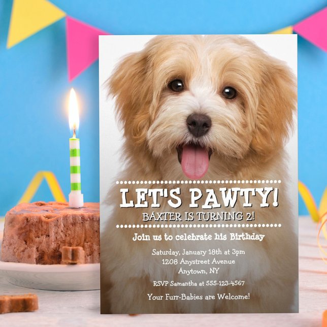Invitación Cumpleaños del Mascota Let's Pawty 2-Photo (Subido por el creador)
