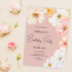 Invitación Cumpleaños del melocotón floral
