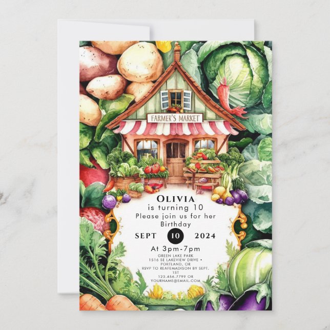 Invitación Cumpleaños del Mercado de Agricultores Cultivados  (Anverso)