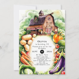 Invitación Cumpleaños del mercado de granjeros de verduras ca