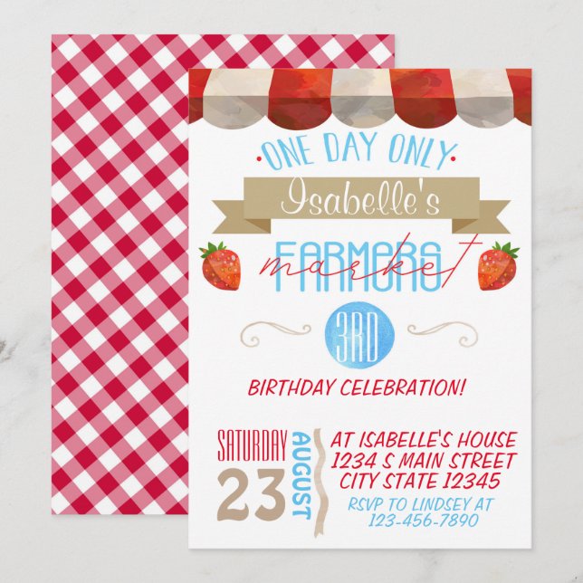 Invitación Cumpleaños del mercado de los granjeros (Anverso / Reverso)