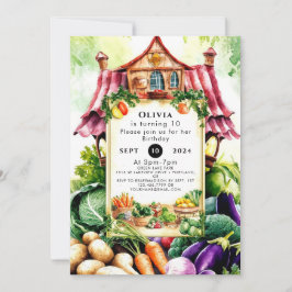 Invitación Cumpleaños del Mercado de Verduras Mágicas