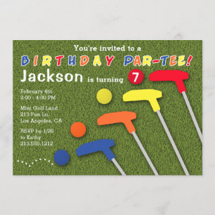 Invitación Cumpleaños del Mini Golf Par-Tee Putt Putt Boy