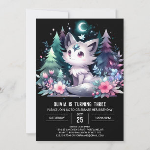 Invitación Cumpleaños del minimalista Lobo Adorable