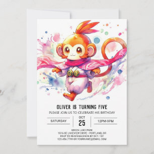 Invitación Cumpleaños del mono de la Moda Woodland