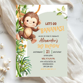 Invitación Cumpleaños del mono de la sabana verde Vamos a las