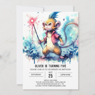 Invitación Cumpleaños del mono de Moda digital