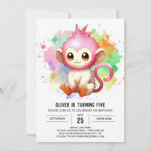 Invitación Cumpleaños del mono de Moda digital
