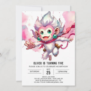 Invitación Cumpleaños del mono editable Woodland