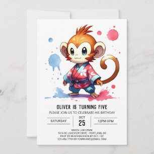 Invitación Cumpleaños del mono feliz impresable