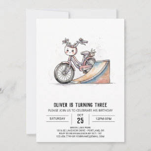 Invitación Cumpleaños del Monstruo de Bicicleta Caprichoso