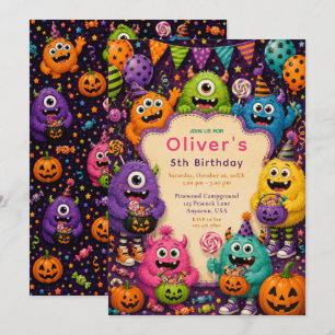 Invitación Cumpleaños del Monstruo de Halloween Colorido