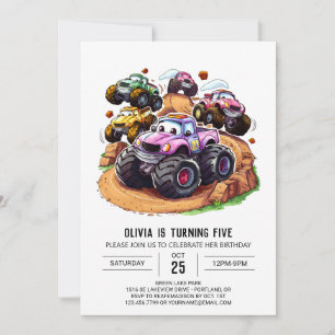 Invitación Cumpleaños del Monstruo de Ruedas Encantadas