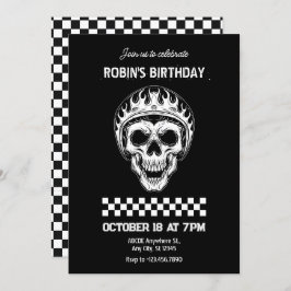 Invitación Cumpleaños del motociclista Skull head