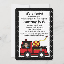 Invitación Cumpleaños del motor de fuego con foto