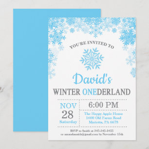 Invitación Cumpleaños del muchacho azul del copo de nieve de