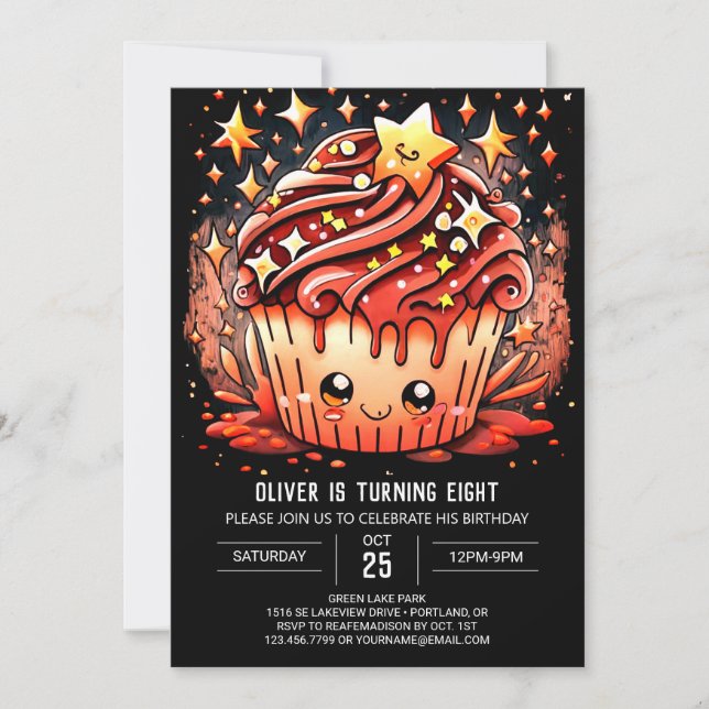 Invitación Cumpleaños del Muffin Infantil Digital (Anverso)
