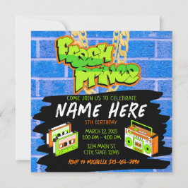 Invitación Cumpleaños del Naranja Azul de Boombox de Prince 9