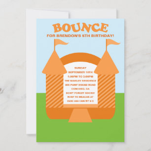 Invitación Cumpleaños del naranja Boncy Bouncy House Fiesta d