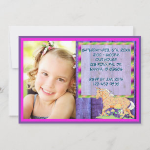 Invitación Cumpleaños del naranja Palomino (madera púrpura/fo