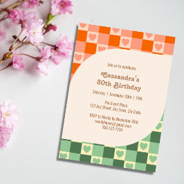 Invitación Cumpleaños del Naranja Verde del corazón controlad
