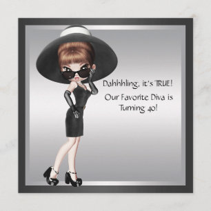 Invitación Cumpleaños del negro de la mujer preferida de la