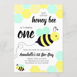 Invitación Cumpleaños del neutral del género de la abeja de