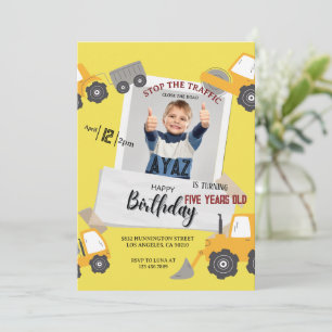 Invitación Cumpleaños del niño con fiesta de camión de volteo