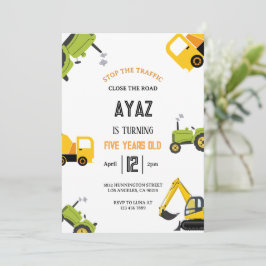 Invitación Cumpleaños del niño con fiesta de camión de volteo