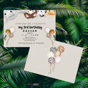 Invitación Cumpleaños del niño con globos de animales Peek-a-