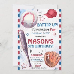 Invitación Cumpleaños del Niño de Béisbol