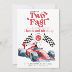 Invitación Cumpleaños del Niño de Coche de Carreras Rojos 'Tw