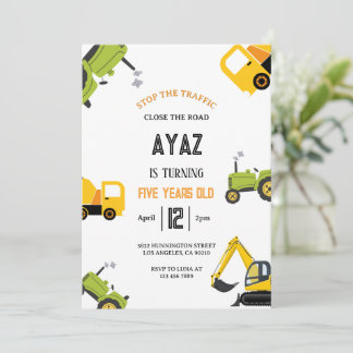 Invitación Cumpleaños del niño de fiesta de camión de volteo