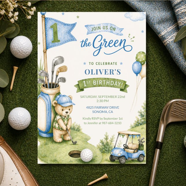 Invitación Cumpleaños del niño de golf primera Par-Tee Hoyo e (Subido por el creador)