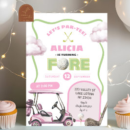 Invitación Cumpleaños del niño de golf rosa Fore